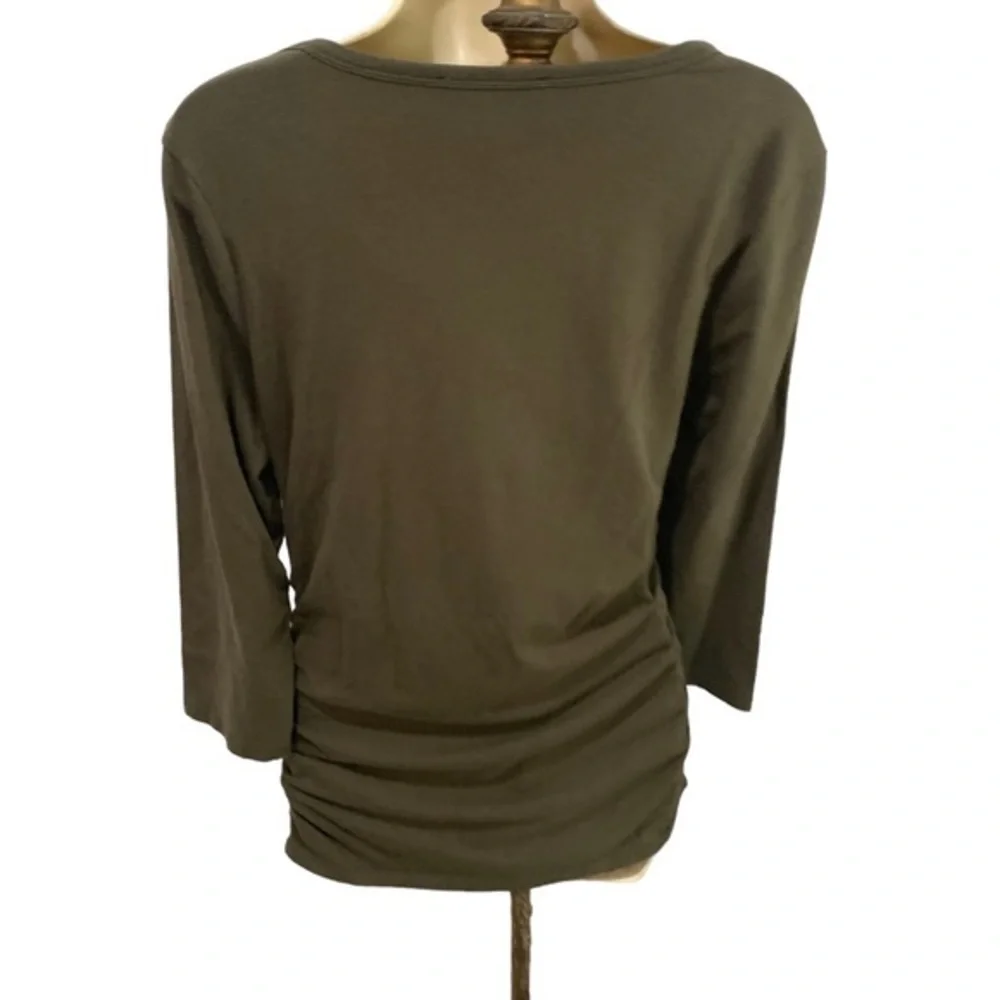 MICHAEL KORS Army Green Scooped Neck Cinched & Zippered LS‎ Women’s Size L - Picture 2 of 7